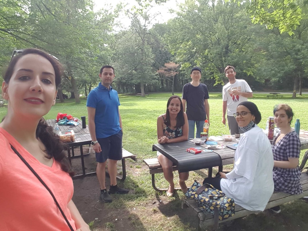 Lab party in a park during the pandemic